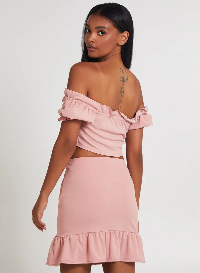 Pink Vanilla Frill Detail Milkmaid Top