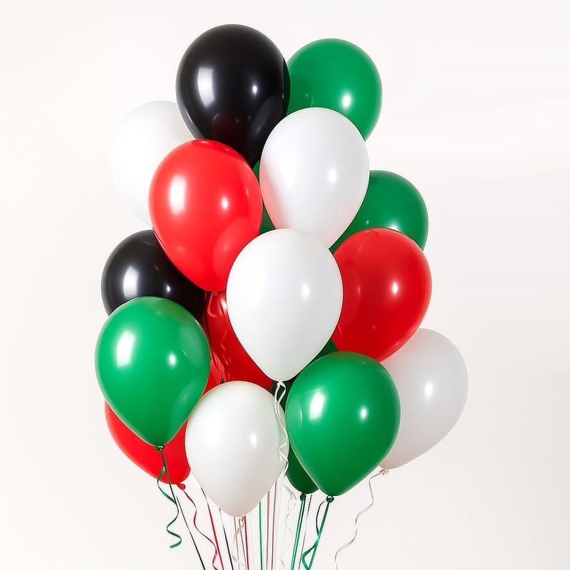 40PCS UAE National Day Balloons Set – Red, Green, White & Black Latex Balloons for National Day Decorations, Party Supplies, UAE Flag Colors, 12 Inch Helium Balloons - Image 1