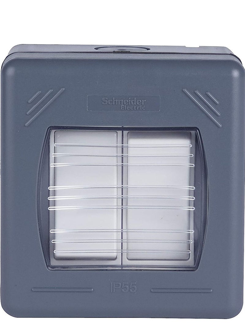 Schneider Electric Schneider Electric GWP1622 Exclusive 2 Way Switch 2 Gang 10 AX Grey  - Image 1