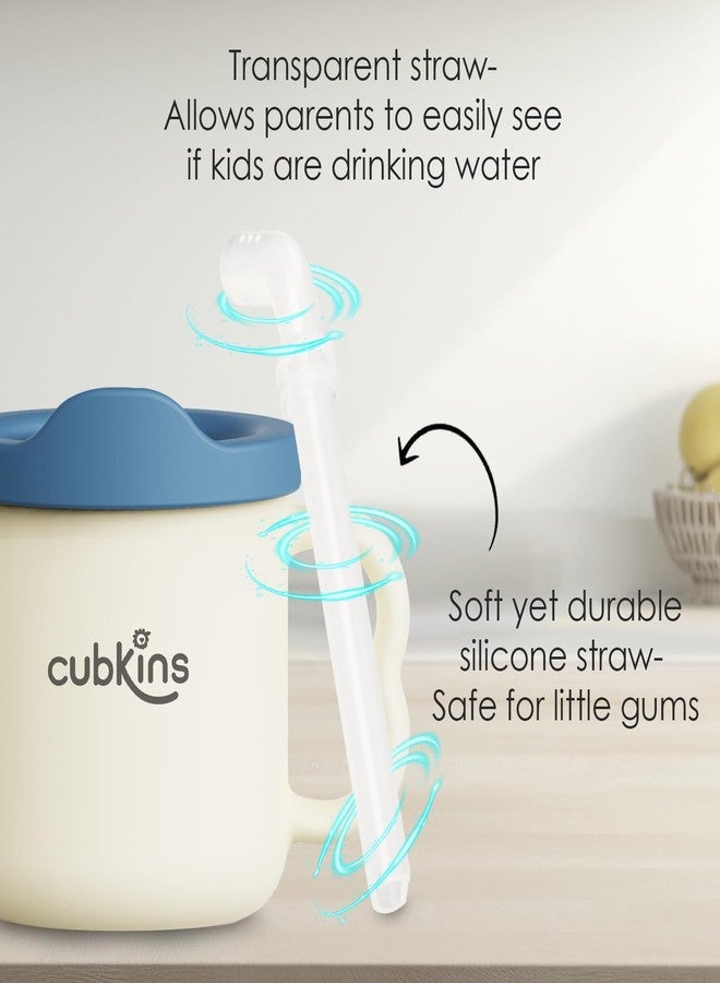 CUBKINS Silicone Suction Feeding Plate with Sippy Cup for Babies, Infants | Feeding Set for Kids, Toddlers | Washable & Reusable, Non-Messy Easy to Clean (Blue Olive) - Image 5