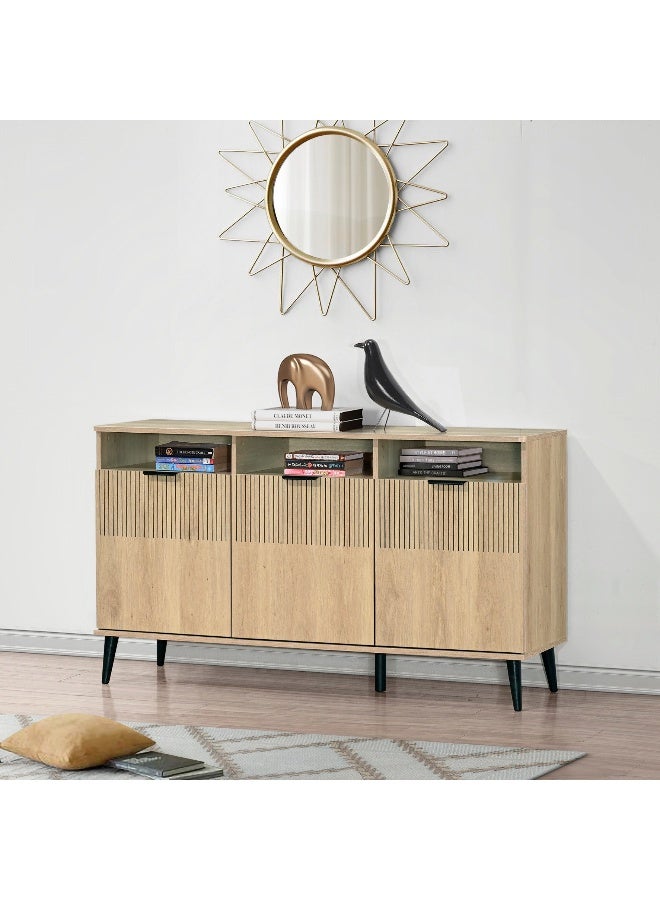 Home Box Movo-Lasero 3 Door Sideboard- Oak - Image 1
