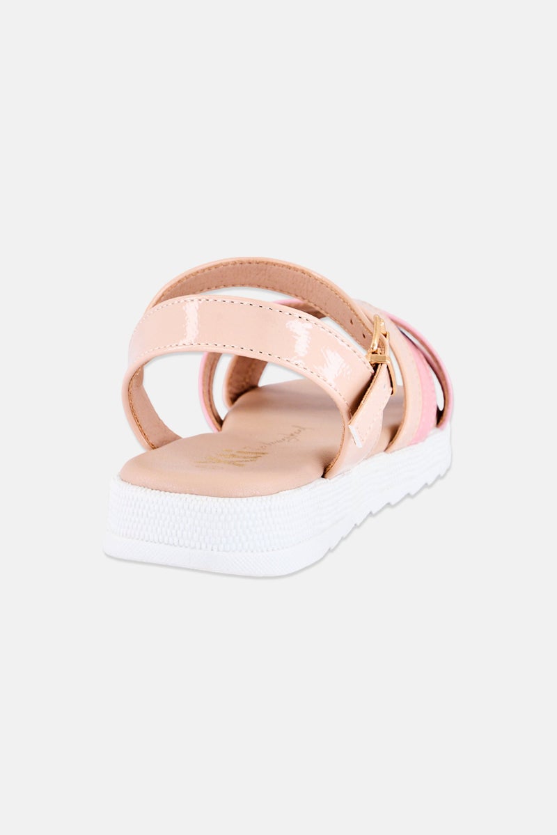 Xti Kids Girl Leather Adjustable Buckle Sandals, Beige - Image 2