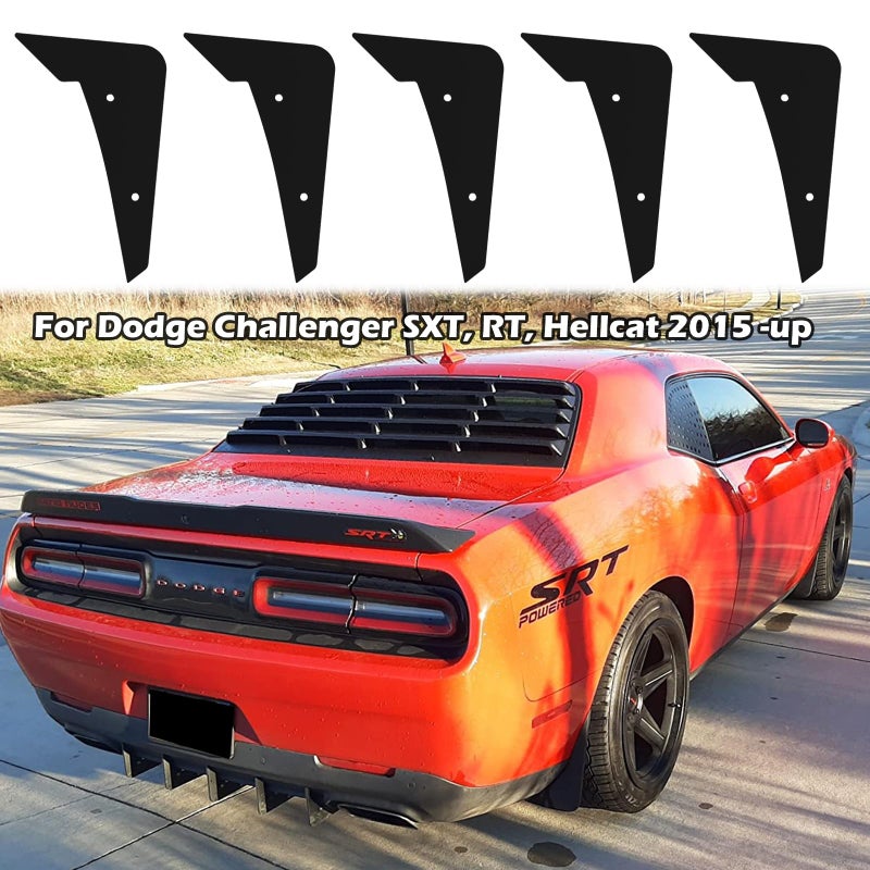 Sunluway Rear Diffuser 5 Fins V3 Set for Dodge Challenger 2015-2024 Stock Rear Bumper, Black Rear Bumper Diffuser Shark Fin - Image 2