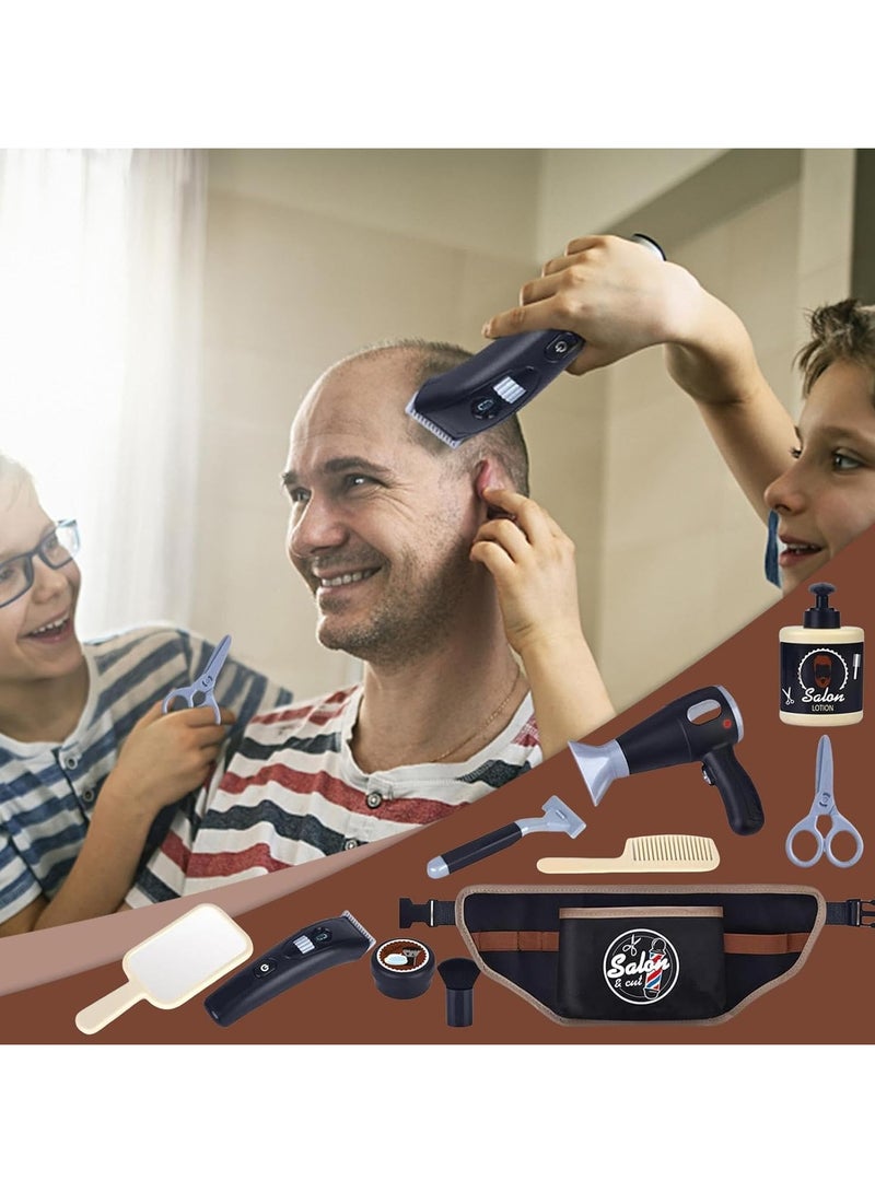 CMGTYYD Barber Shop Pretend Play Toy Kit - Children's Shaving Kit, Kids Hair Stylist Set, Toy Hair Dryer | Scissors and Comb Set with Fun Accessories, Interactive Styling Tool for Boys, Girls, Role Play - Image 2