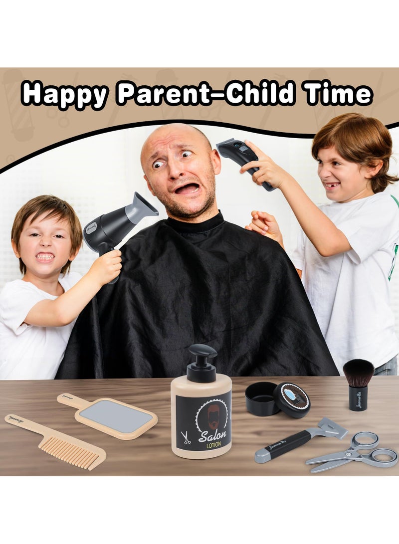 CMGTYYD Barber Shop Pretend Play Toy Kit - Children's Shaving Kit, Kids Hair Stylist Set, Toy Hair Dryer | Scissors and Comb Set with Fun Accessories, Interactive Styling Tool for Boys, Girls, Role Play - Image 4