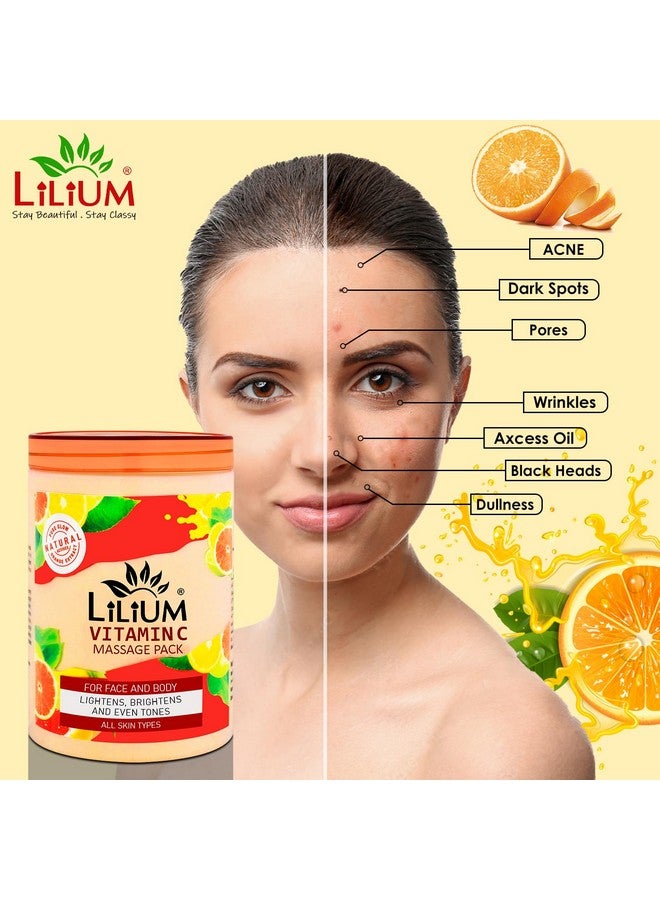 Lilium Radiant Glow Face Pack Vitamin C 900ml | Prevents Skin Pigmentation | Helps Diminish Acne & Pimple Marks | Lightens, Brightens & Even Tones | Suitable All Skin Types - Image 3