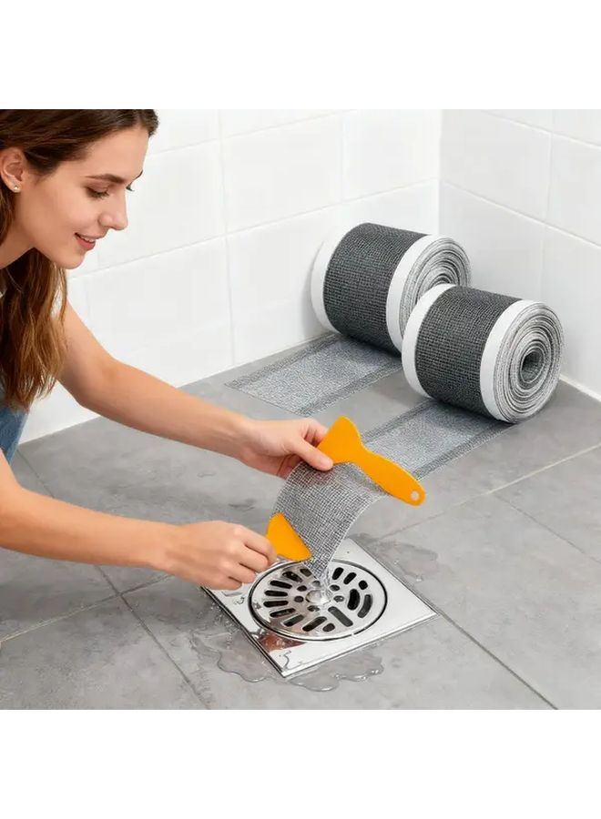 Set Gray Plastic Drain Cover Mesh Scraper Heavy Duty Hair Catcher Insect Proof Shower Bathtub Sink Floor Drain Strip - Image 1