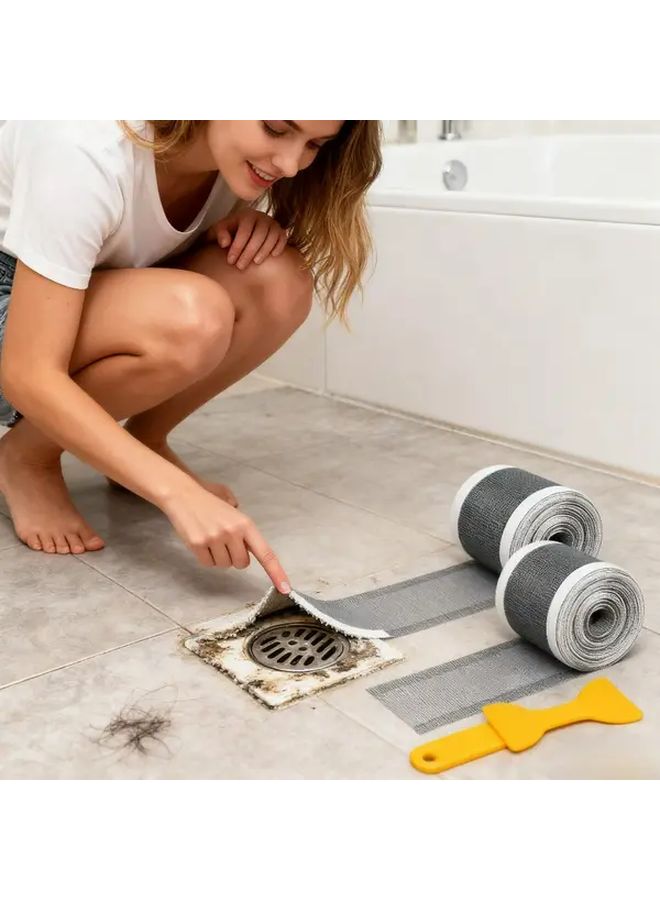 Set Gray Plastic Drain Cover Mesh Scraper Heavy Duty Hair Catcher Insect Proof Shower Bathtub Sink Floor Drain Strip - Image 2