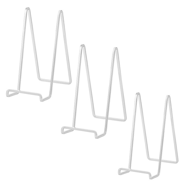 Plate Holder Easel Display Stand  8 inch Metal Plate Stands for Display  Tabletop Picture Stand  Silver Iron Easels for Display Pictures  Photo Frames  Book  Decorative Plates  Plaque  3 Pack