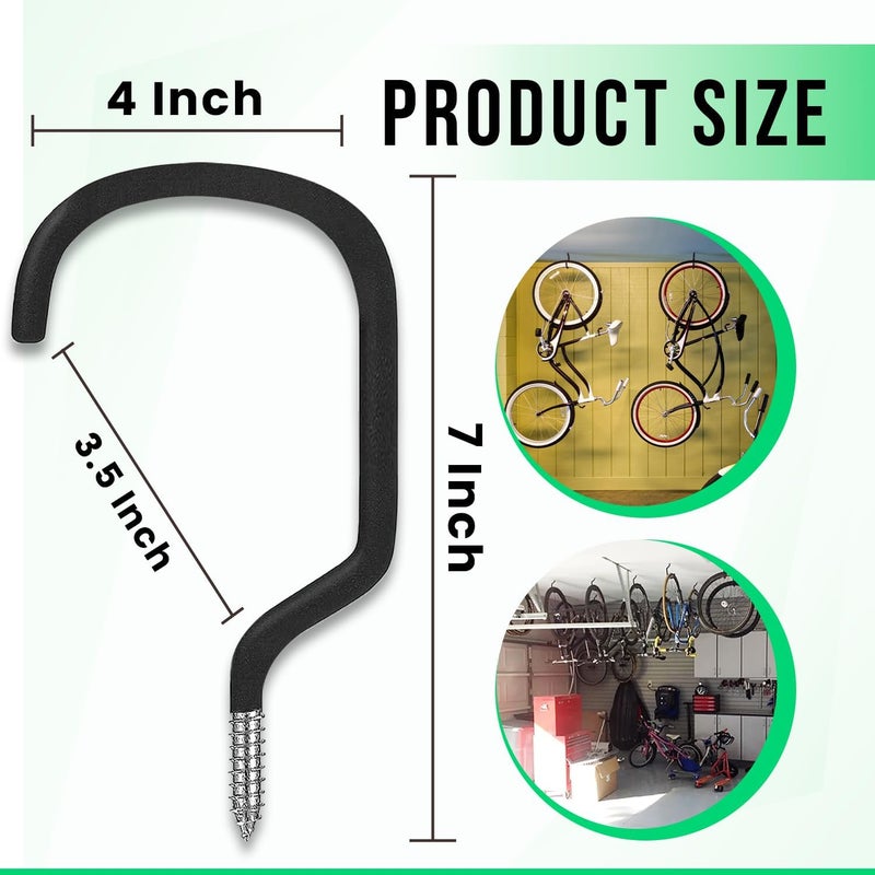 Etoolia 4 Pack Heavy Duty Extra-Large Garage Storage Utility Hooks - 7 Inches for Garage Wall and Ceiling - Garage Hooks for Hanging Bicycle, Ladder, Hose, Cords, and Garden Tools - Image 2