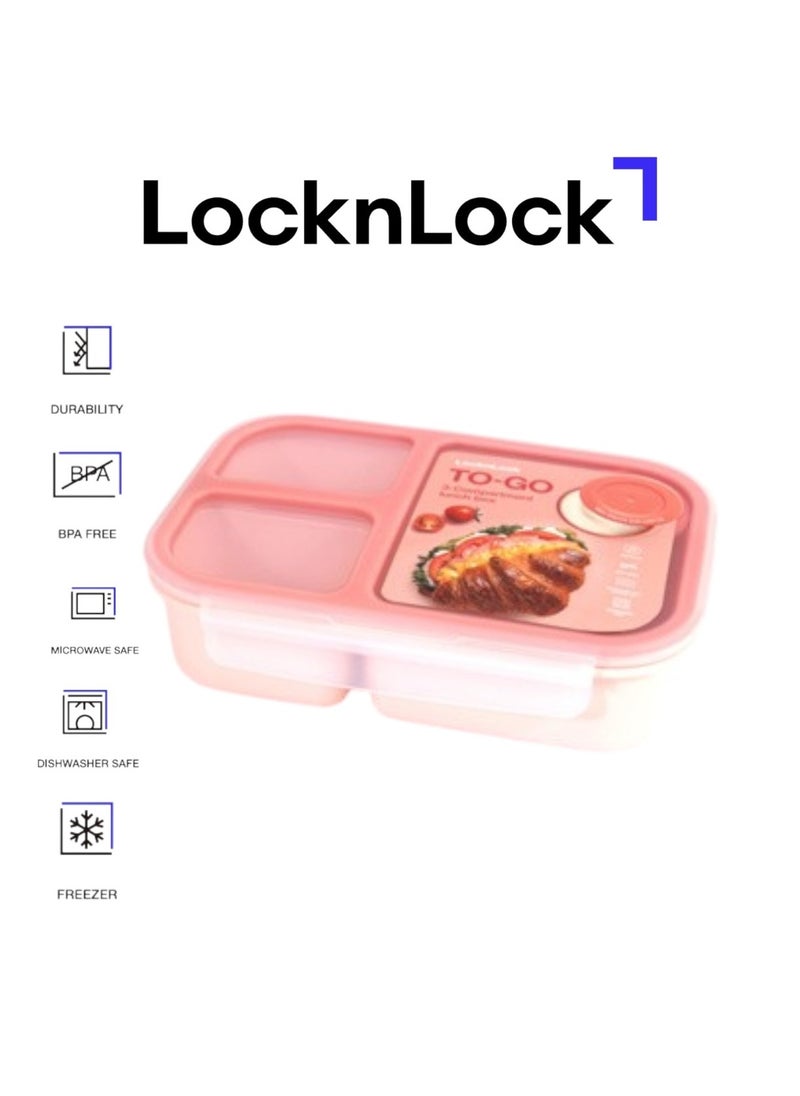 LOCK & LOCK LocknLock To Go Lunchbox 980ml Pink - Leak-Proof, Compact, Microwave Safe  - Image 1