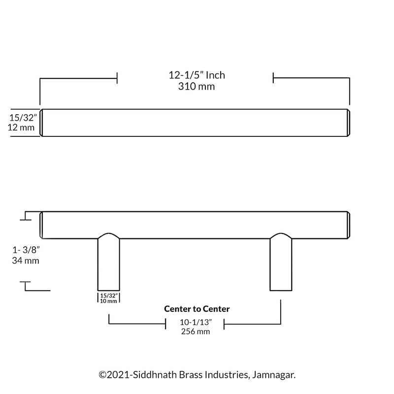 Atlantic Cabinet Pull Handle Black Coated Total Length 1220 inch HoletoHole 256 mm Pack of 4 - Image 4