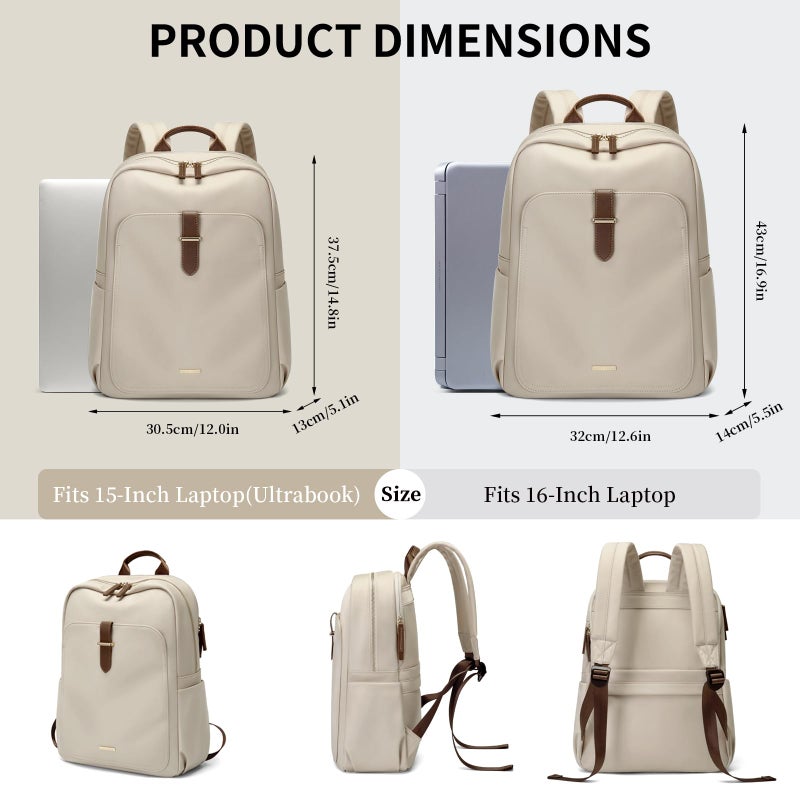 GOLF SUPAGS Laptop Backpack Purse for Women Fits 16 Inch Notebook Casual Daypack Work Travel College Bookbag Fashion Computer Bag (Apricot, 16 Inch) - Image 4