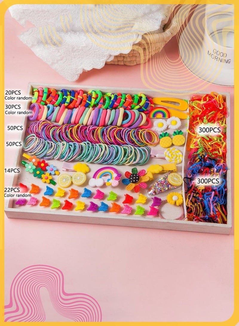 DURKU 786 Pcs Baby Girl Hair Accessories Gift Set Hair Clips, Bows, Hair Ties, Barrettes and Rubber Bands for Toddlers and Little Girls, Pink Bunny Gift Box Included - Image 1