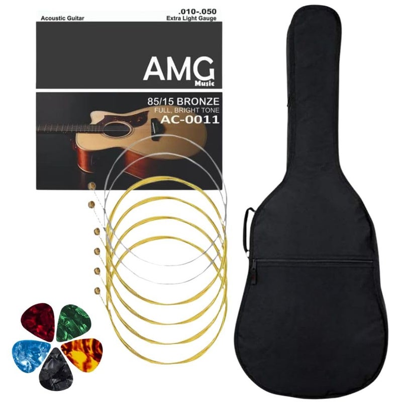 Mocking Bird Acoustic Guitar Bag for 38"–41" Waterproof Guitar Bag Cover with Guitar Strings Set & Plectrum – Guitar Bags for Acoustic Guitar, Electric, Banjo Ideal for Travel, Students & Musicians - Image 1