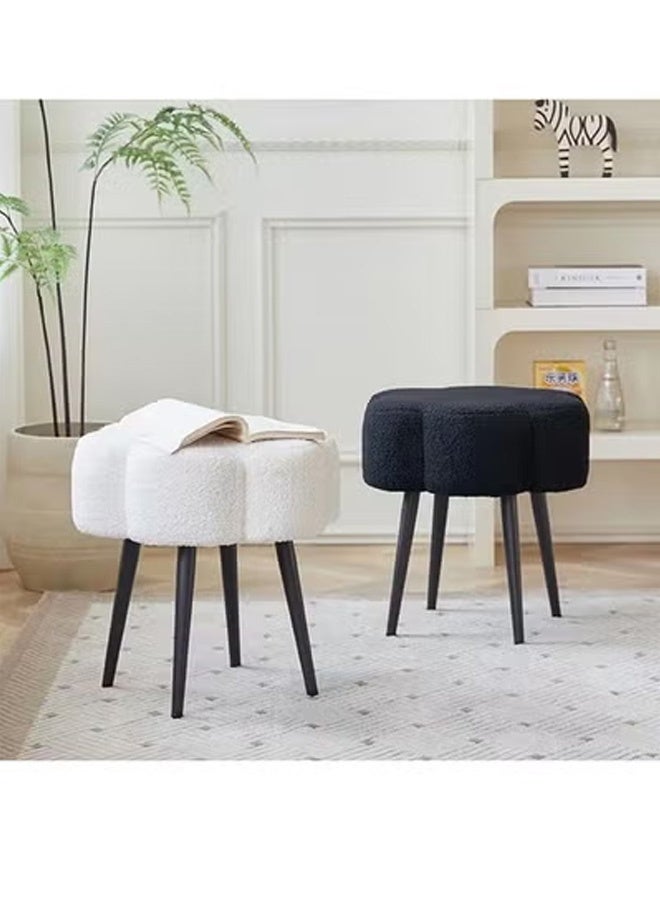 تايمي كرسي قماشي بتصميم سحابي أنيق مع أرجل معدنية، كرسي طاولة زينة، كرسي تزيين غرفة النوم، كرسي تغيير الأحذية - أسود - Image 3