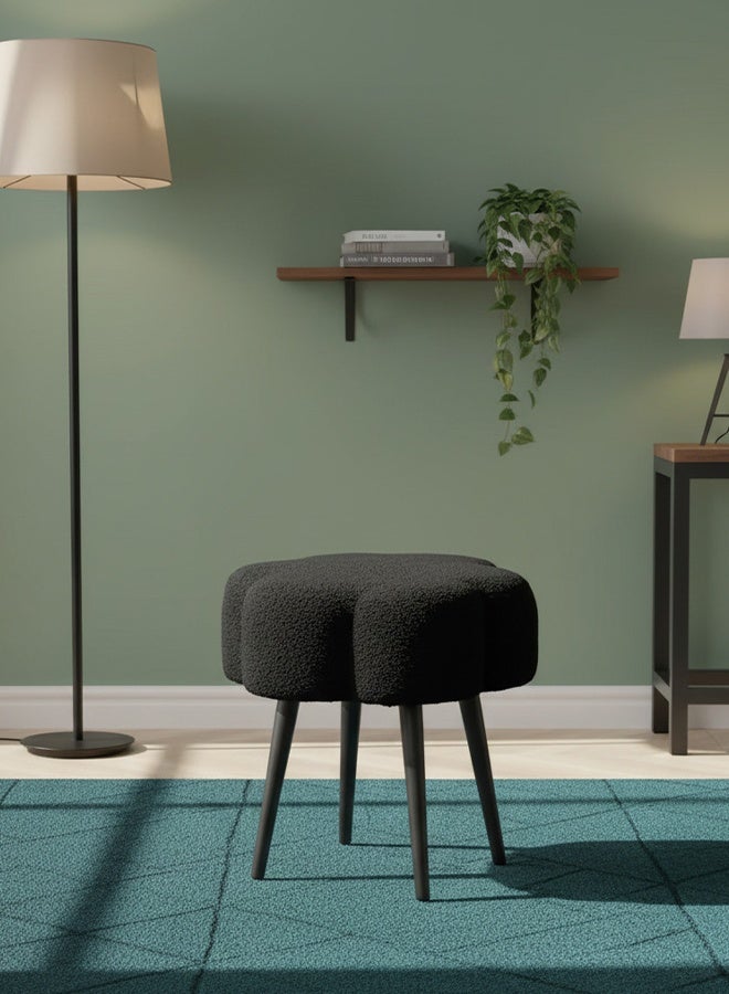 تايمي كرسي قماشي بتصميم سحابي أنيق مع أرجل معدنية، كرسي طاولة زينة، كرسي تزيين غرفة النوم، كرسي تغيير الأحذية - أسود - Image 1