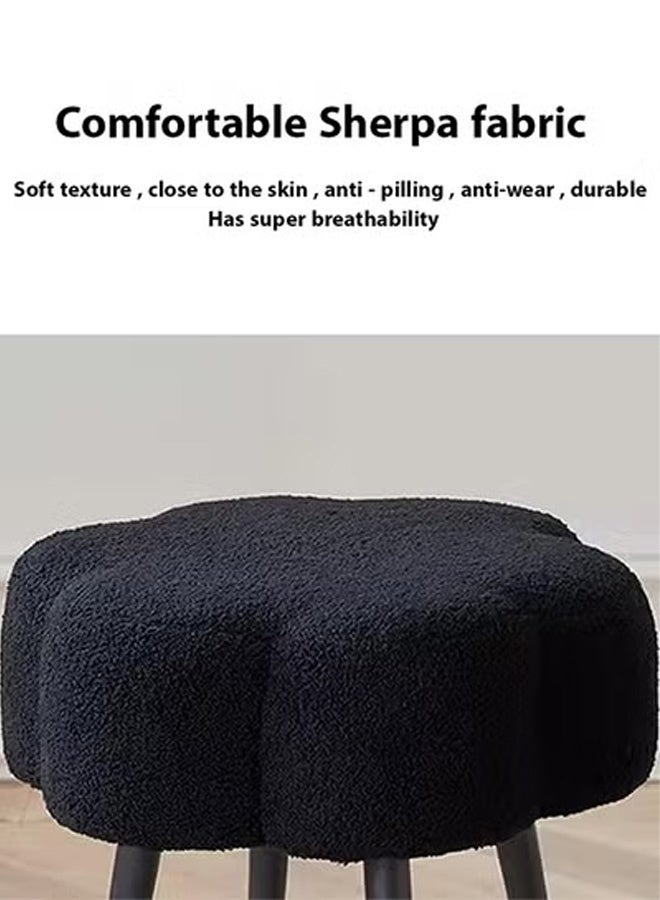 تايمي كرسي قماشي بتصميم سحابي أنيق مع أرجل معدنية، كرسي طاولة زينة، كرسي تزيين غرفة النوم، كرسي تغيير الأحذية - أسود - Image 5