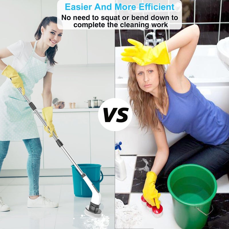 MGLSDeet Electric Spin Scrubber Scrub Brush, Rechargeable Cleaning Brush with 8 in 1 Replaceable Brush Heads, Cordless Power Spin Scrubber 90Mins for Bathroom Shower Bathtub Glass Car - Image 4