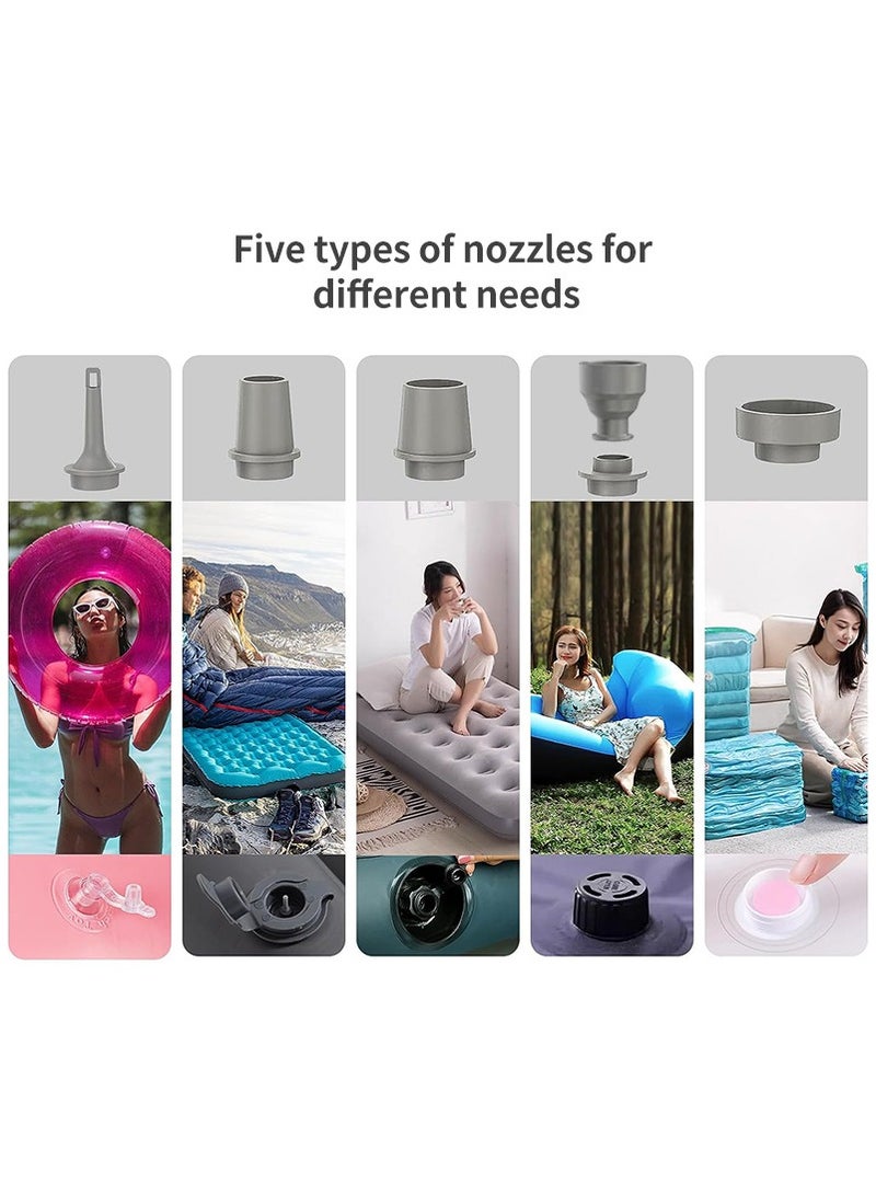 Generic Multi-functional Portable Electric Balloon Blower Pump Durable, Lightweight, Sturdy, USB Rechargeable, Automatic Inflator/Deflator for Balloons, Swimming Rings, Gray with Multiple Nozzle Attachments  - Image 5