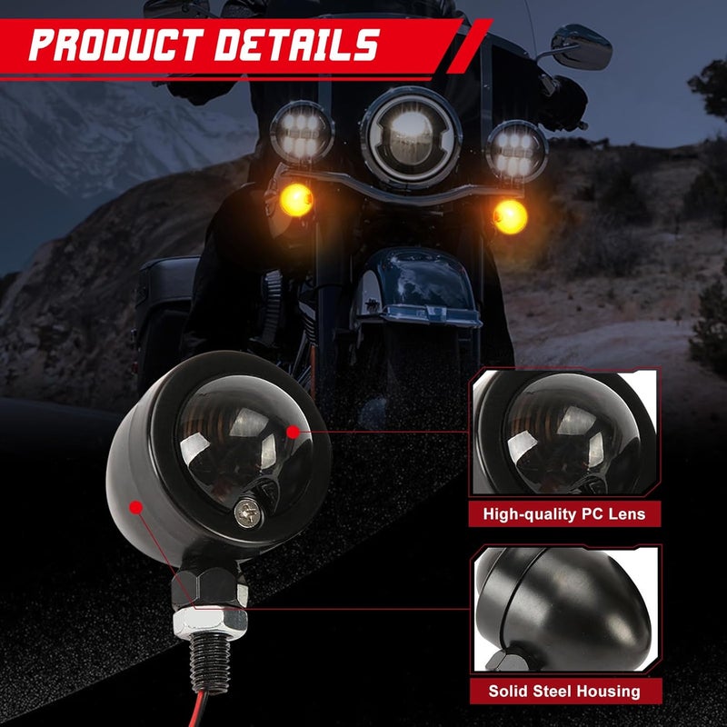 INNOGLOW Motorcycle Turn Signal Lights Bulb Amber Universal Incandescent Lens Indicators Blinkers (2 PCS) - Image 3