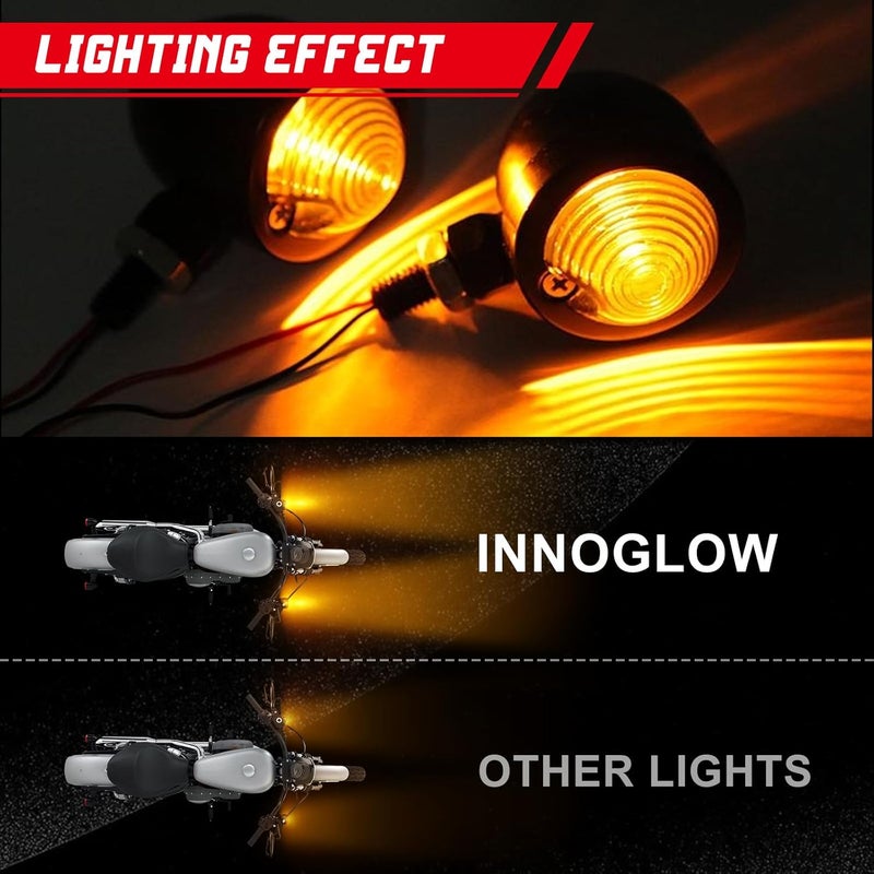 INNOGLOW Motorcycle Turn Signal Lights Bulb Amber Universal Incandescent Lens Indicators Blinkers (2 PCS) - Image 4