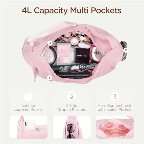 Babysun Women Nylon Crescent Bag 4L Underarm Shoulder Purse Women's Shoulder Handbags Small Tote Bag, Pink - Image 4