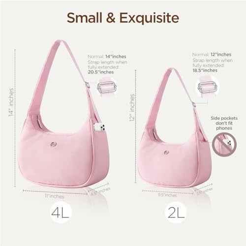 Babysun Women Nylon Crescent Bag 4L Underarm Shoulder Purse Women's Shoulder Handbags Small Tote Bag, Pink - Image 3