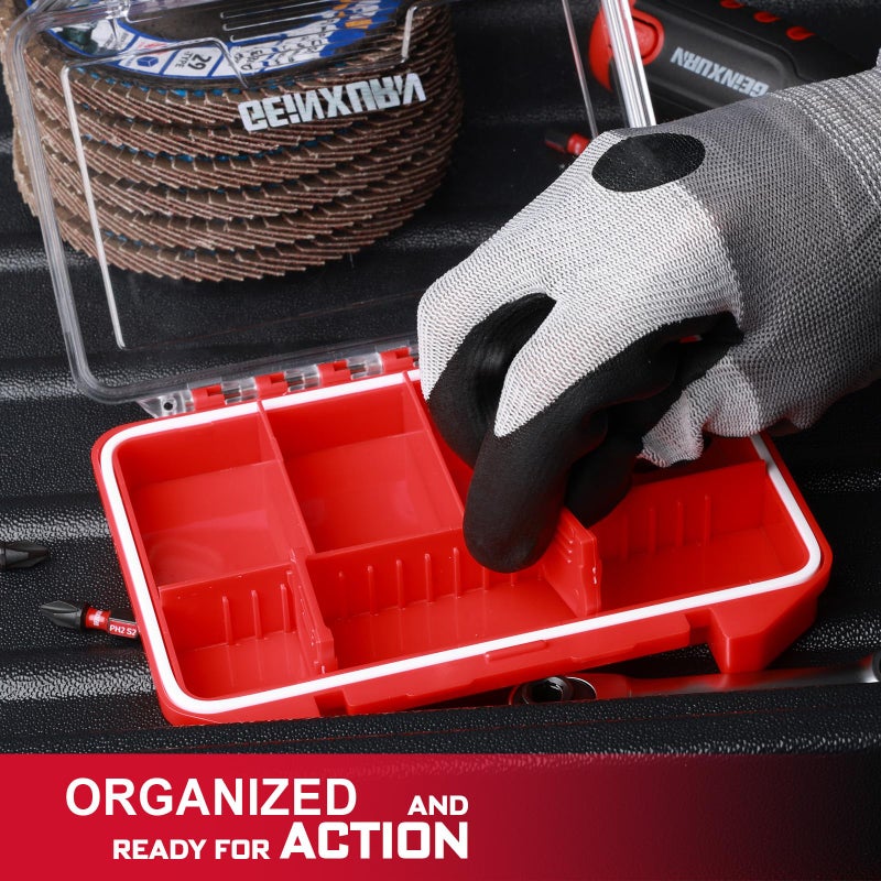 Geinxurn IPX4 Waterproof Small Storage Parts Organizer, Small Parts Case with Removable Dividers, Screwdriver Bit Set Box - Image 5