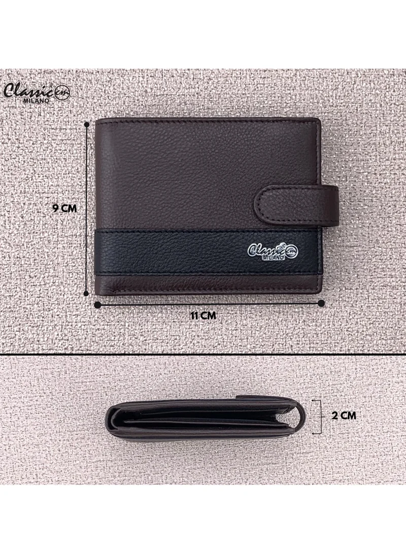 Classic Milano Brown Black (CNH-12) Classic Milano Genuine Leather Wallet for Men – Slim Bifold Men’s Wallet with RFID Blocking, Multiple Card Slots – Stylish Mens Purse Wallets Gift for Husband, Father for Men | Best Price UAE