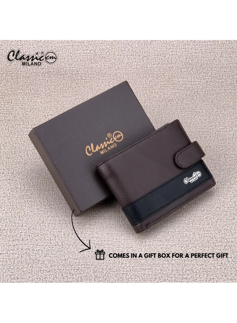 Classic Milano Brown Black (CNH-12) Classic Milano Genuine Leather Wallet for Men – Slim Bifold Men’s Wallet with RFID Blocking, Multiple Card Slots – Stylish Mens Purse Wallets Gift for Husband, Father for Men | Best Price UAE