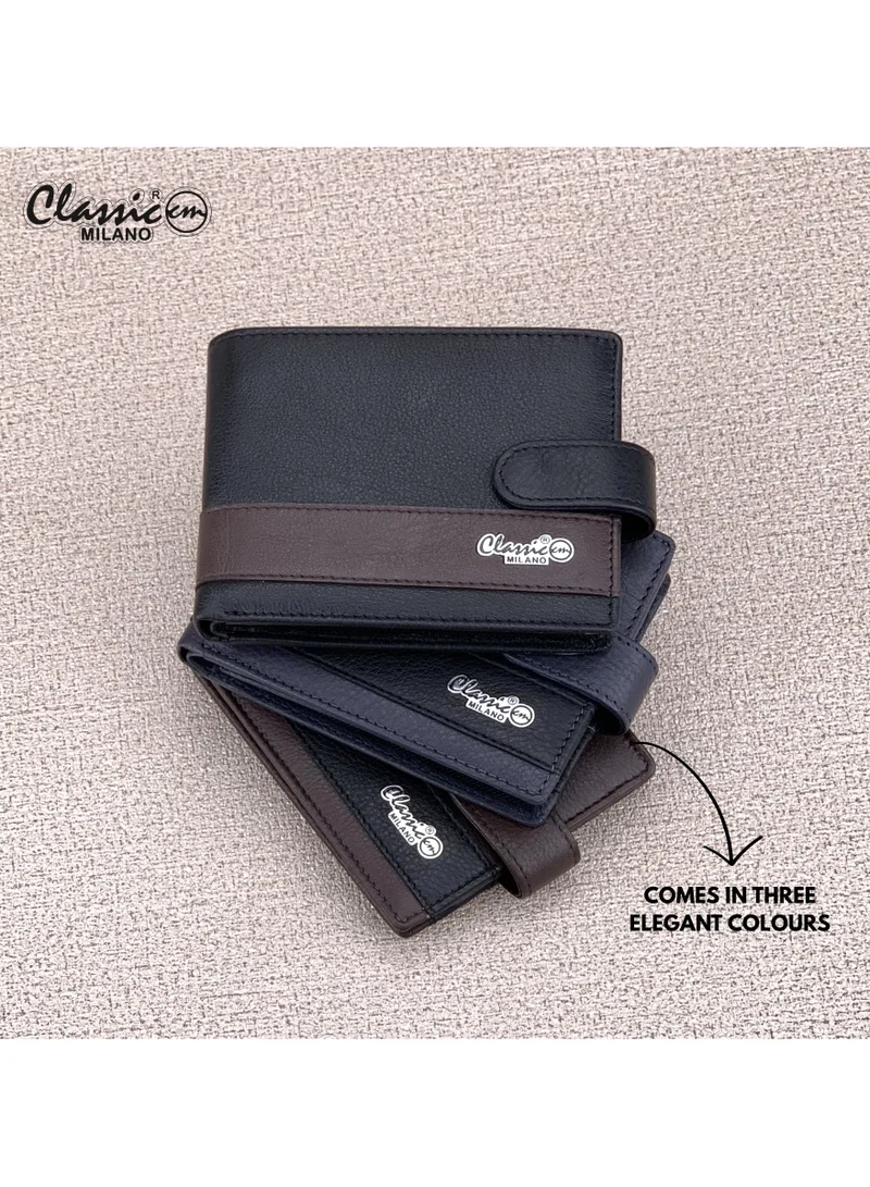 Classic Milano Brown Black (CNH-12) Classic Milano Genuine Leather Wallet for Men – Slim Bifold Men’s Wallet with RFID Blocking, Multiple Card Slots – Stylish Mens Purse Wallets Gift for Husband, Father for Men | Best Price UAE