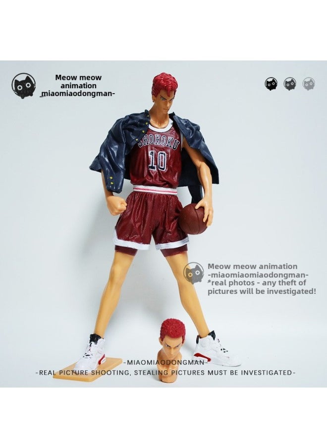 Dropshipping/Slam Dunk Figure Extra Large Set Of Sakuragi Hanamichi Rukawa Maple Red Wood Qingzi Xiangbei Basketball-Color:True Fragrance Society-qingzi-28cm-opp Bag