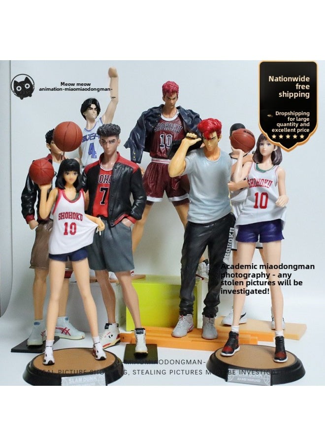 Dropshipping/Slam Dunk Figure Extra Large Set Of Sakuragi Hanamichi Rukawa Maple Red Wood Qingzi Xiangbei Basketball-Color:True Fragrance Society-qingzi-28cm-opp Bag