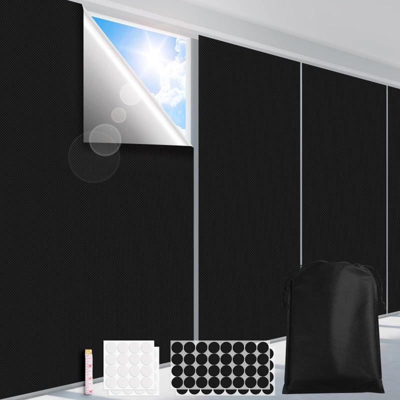 FADOTY 100% Blackout Curtains for Bedroom 118"" x 57"" Portable Blackout Shades Film No Drilling Travel Blackout Blinds Sun Light Blocker Window Cover Black Out Curtains for Nursery Dorm Room  2 Pack - Image 1