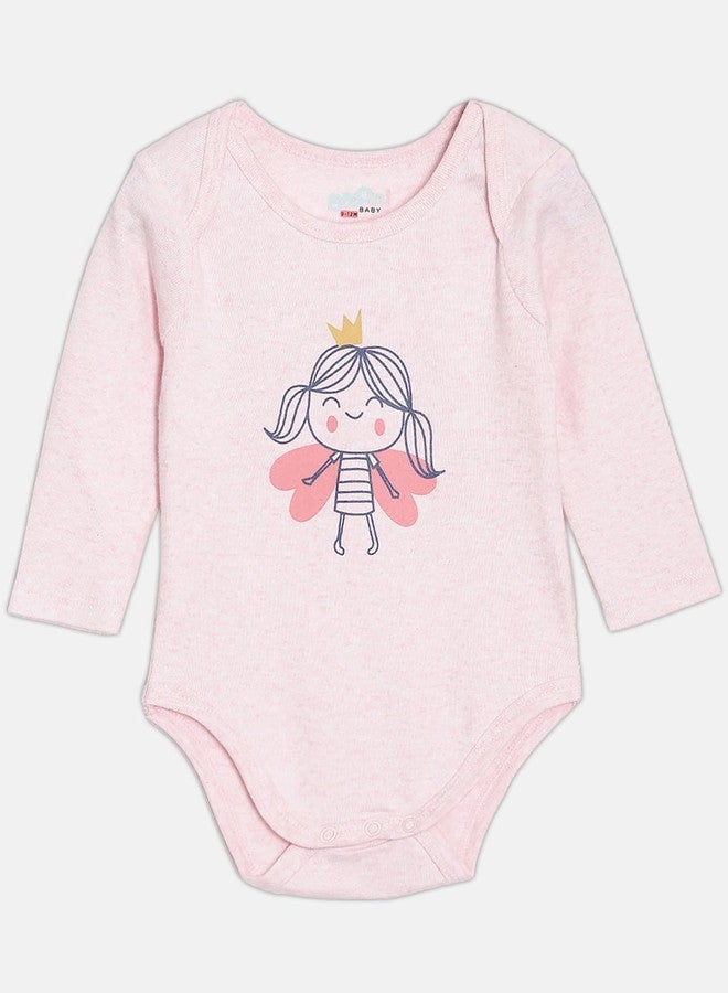 Broon Boys & Girls Light Pink and Fuchsia Printed Rompers | Premium Organic Cotton | Full Sleeves with Print and Embroidery | Infant Wear | Chemical Free | Pack of 2 - Image 2