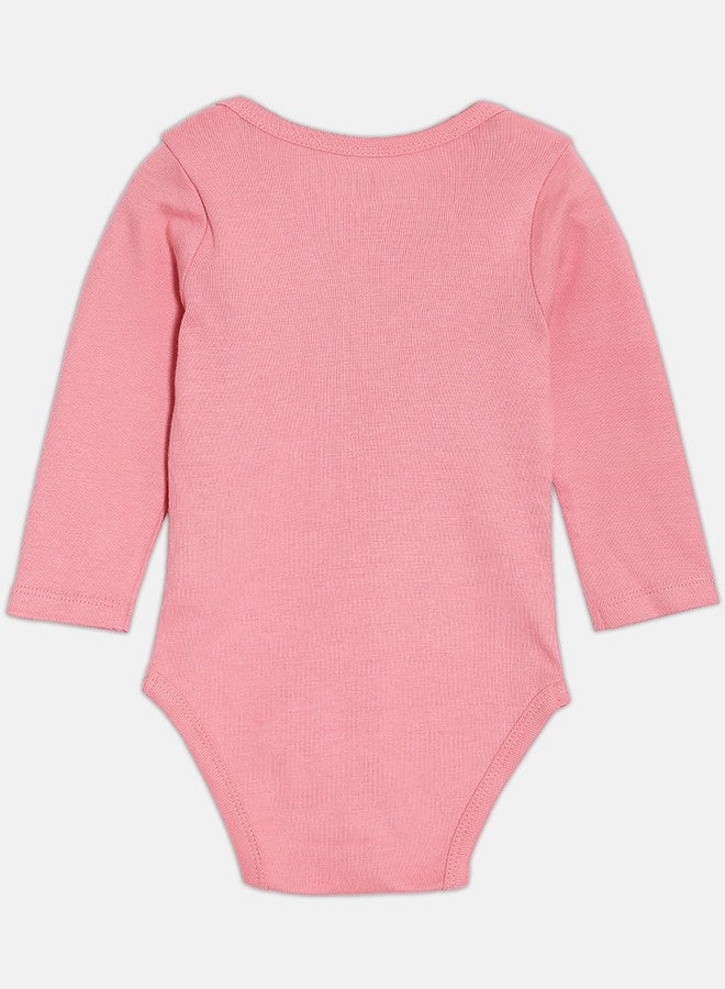 Broon Boys & Girls Light Pink and Fuchsia Printed Rompers | Premium Organic Cotton | Full Sleeves with Print and Embroidery | Infant Wear | Chemical Free | Pack of 2 - Image 5