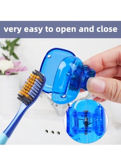 KHAJUL 4 PCS Travel Toothbrush Head Covers, Toothbrush Protector Cap, Brush Pod Case, Protective Portable Plastic Clip for Household Travel, Camping, Bathroom, School, Business (Blue/Green/Grey/Red)  - Image 4