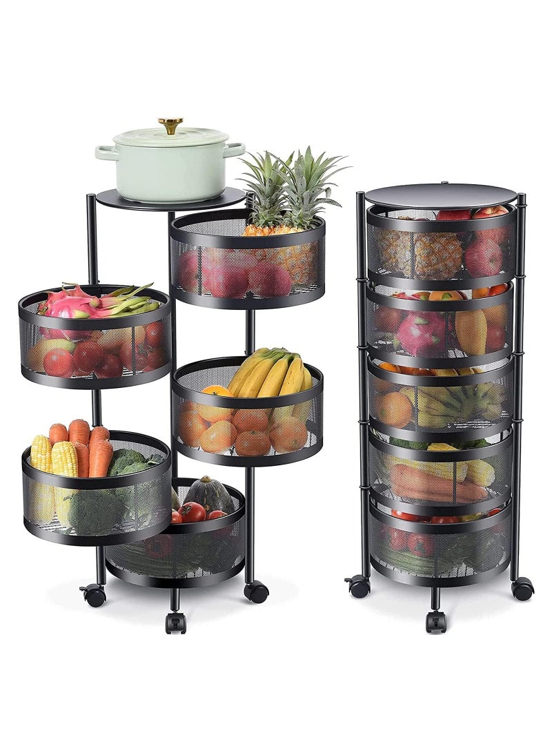 DubaiGallery Multi-Layer Kitchen Storage Organizer Shelf Rotatable Steel Rack With | 5 | Movable Wheels Round Shelf - Image 1