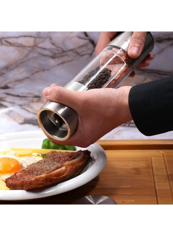 كيلا 2 in 1 Salt and Pepper Grinder with Adjustable Ceramic Rotor, Stainless Steel Salt Grinders and Pepper Mill for Kitchen, Outdoor Barbecue - Image 4