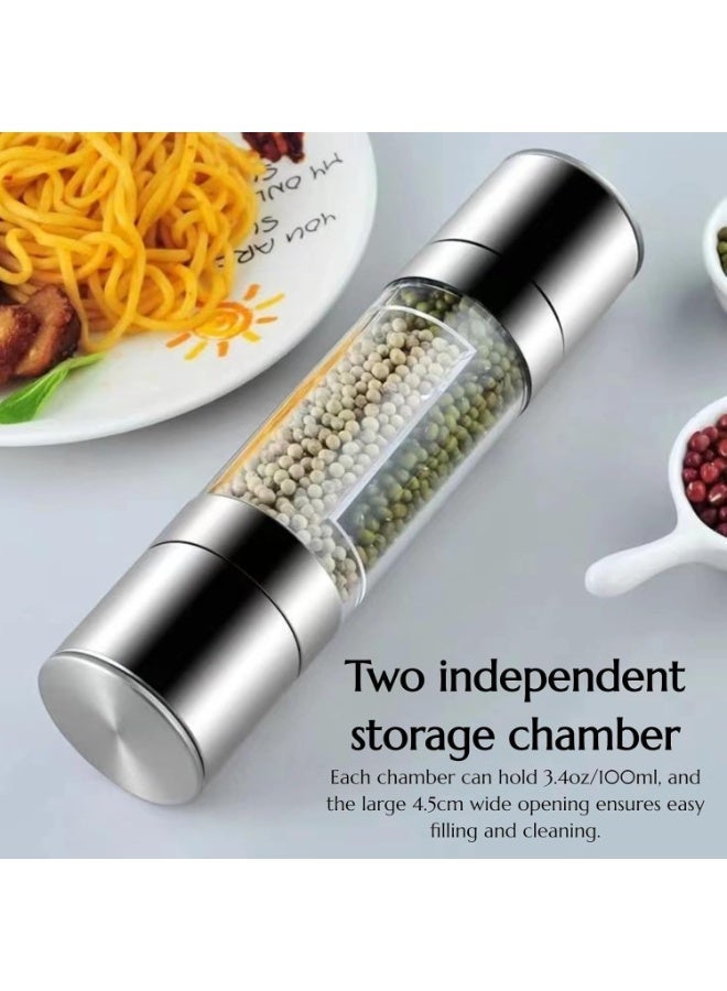 Bukela 2 Pack  2 in 1 Salt and Pepper Grinder Combo, Dual Space Saving for Kitchen & Dining, Manual Stainless Steel Salt and Pepper Grinder in One - Image 3