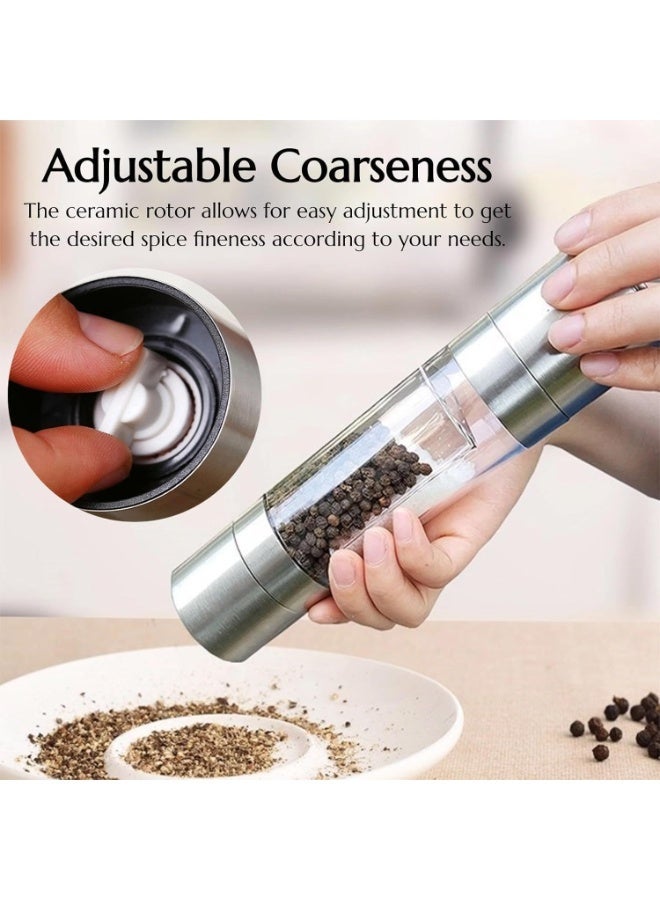 Bukela 2 Pack  2 in 1 Salt and Pepper Grinder Combo, Dual Space Saving for Kitchen & Dining, Manual Stainless Steel Salt and Pepper Grinder in One - Image 5