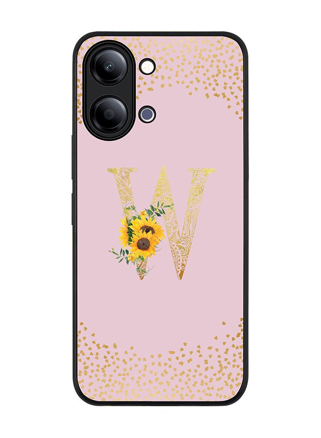 Stylizedd For vivo Y05 4G / Y6t 5G Case,Slim fit Camera Protection, Shockproof Thin Phone cover  - Custom Floral Monogram - W  (Pink ) - Image 1