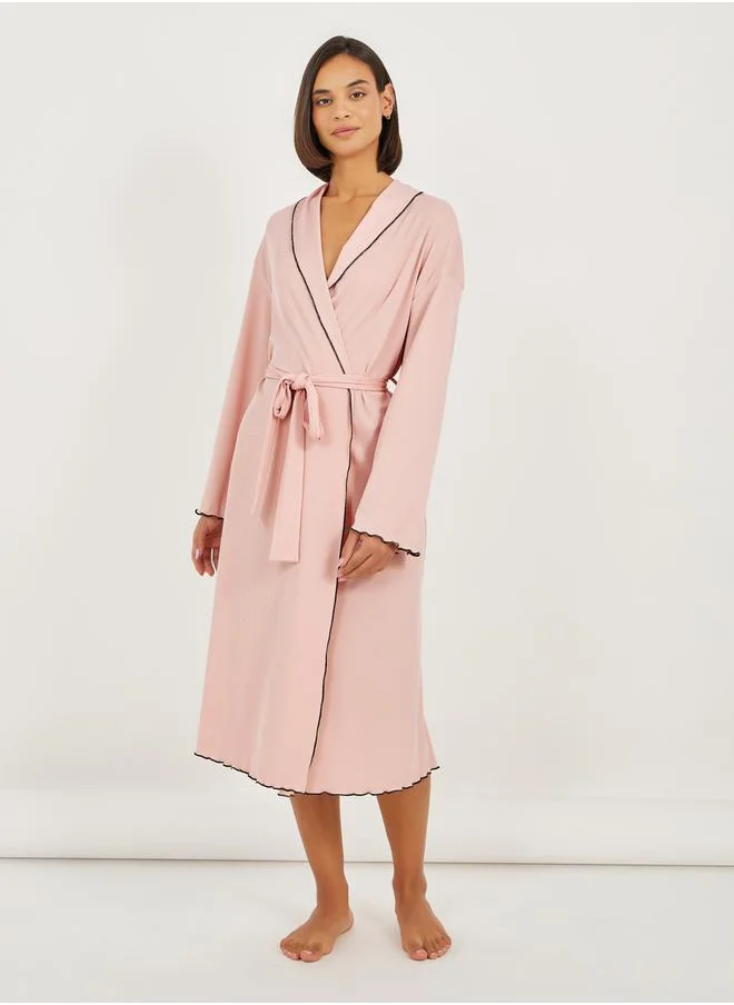 ستايلي Mono Contrast Edge Rib Robe