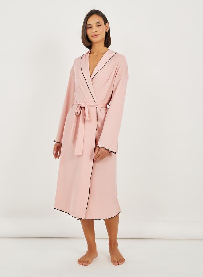 Styli Mono Contrast Edge Rib Robe  - Image 1