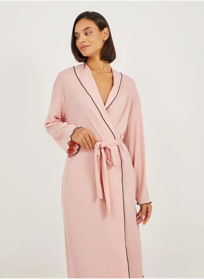 ستايلي Mono Contrast Edge Rib Robe