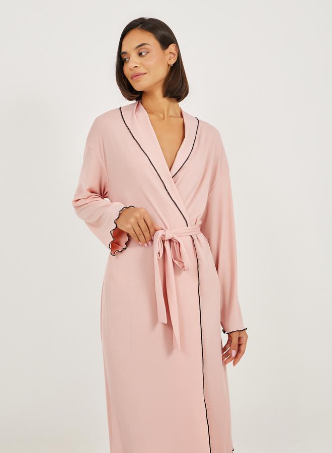 Styli Mono Contrast Edge Rib Robe  - Image 2