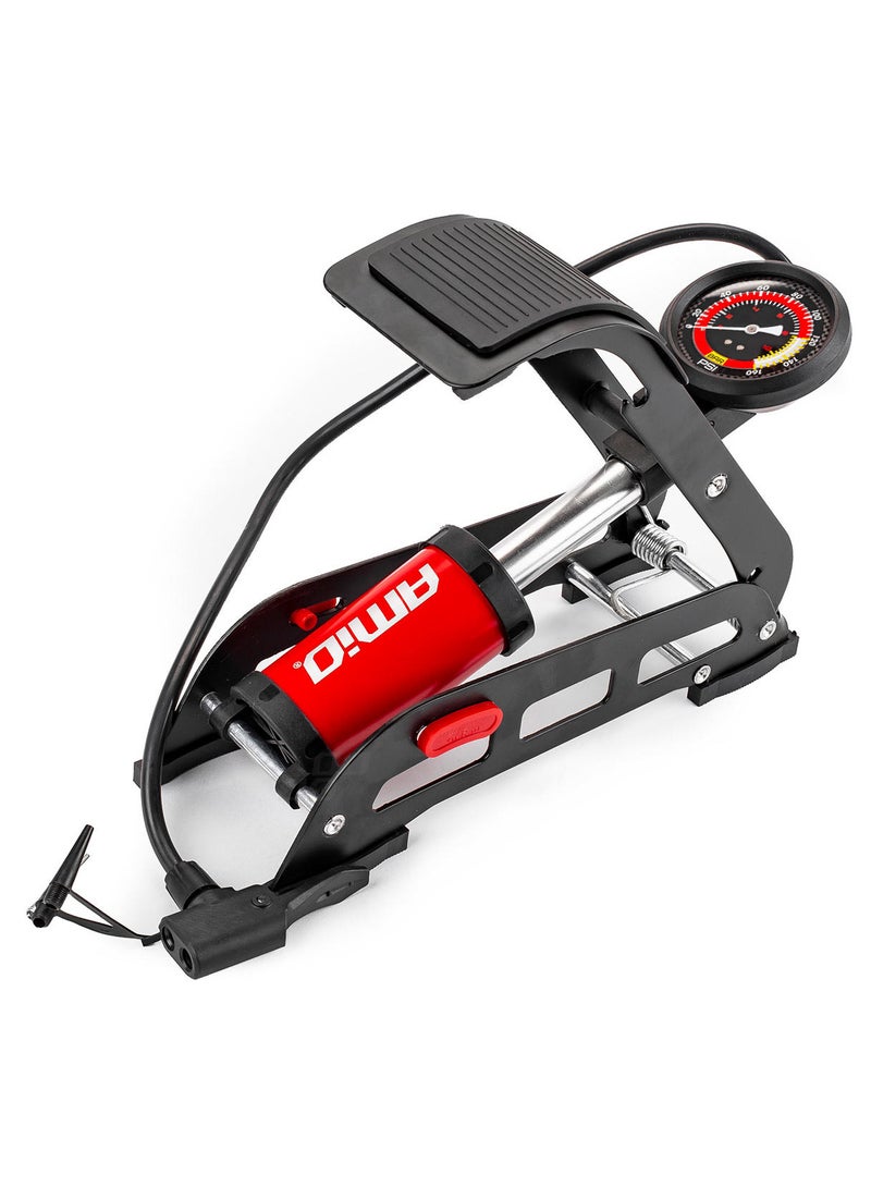 AMIO HQ Single piston O55mm foot pump with pressure gauge and adapters PU06 - Image 1