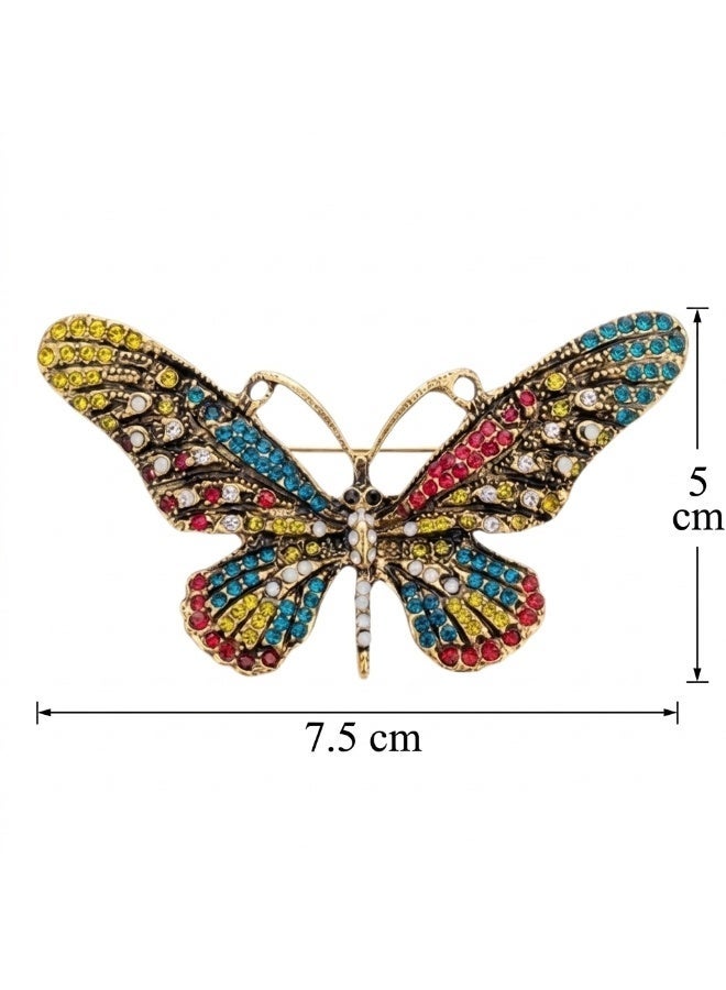 Luxury & Trendy Crystal Rhinestone Accessory Brooch Pin for Women, for clothes and Bags Fashion Enamel Available in different shapes and colors Gold/Silver (Butterfly 2) - Image 2