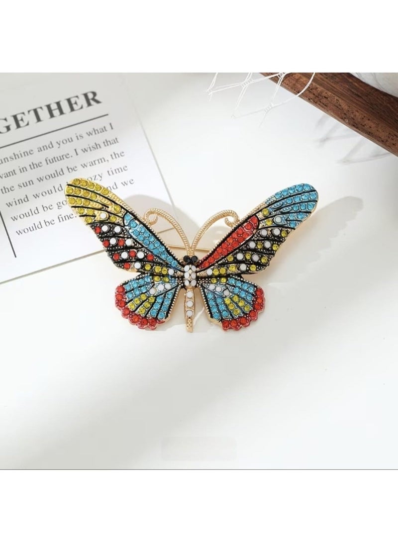 Luxury & Trendy Crystal Rhinestone Accessory Brooch Pin for Women, for clothes and Bags Fashion Enamel Available in different shapes and colors Gold/Silver (Butterfly 2) - Image 1